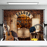 Lofaris Retro Bricks Saloon Cowboy Cake Smash Photo Backdrop